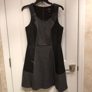 The Limited heather gray and black leather dress